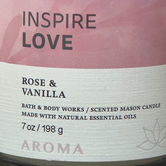 BBW Inspire Love Rose & Vanilla Bath & Body Works Single Wick Candle - Picture 3 of 10